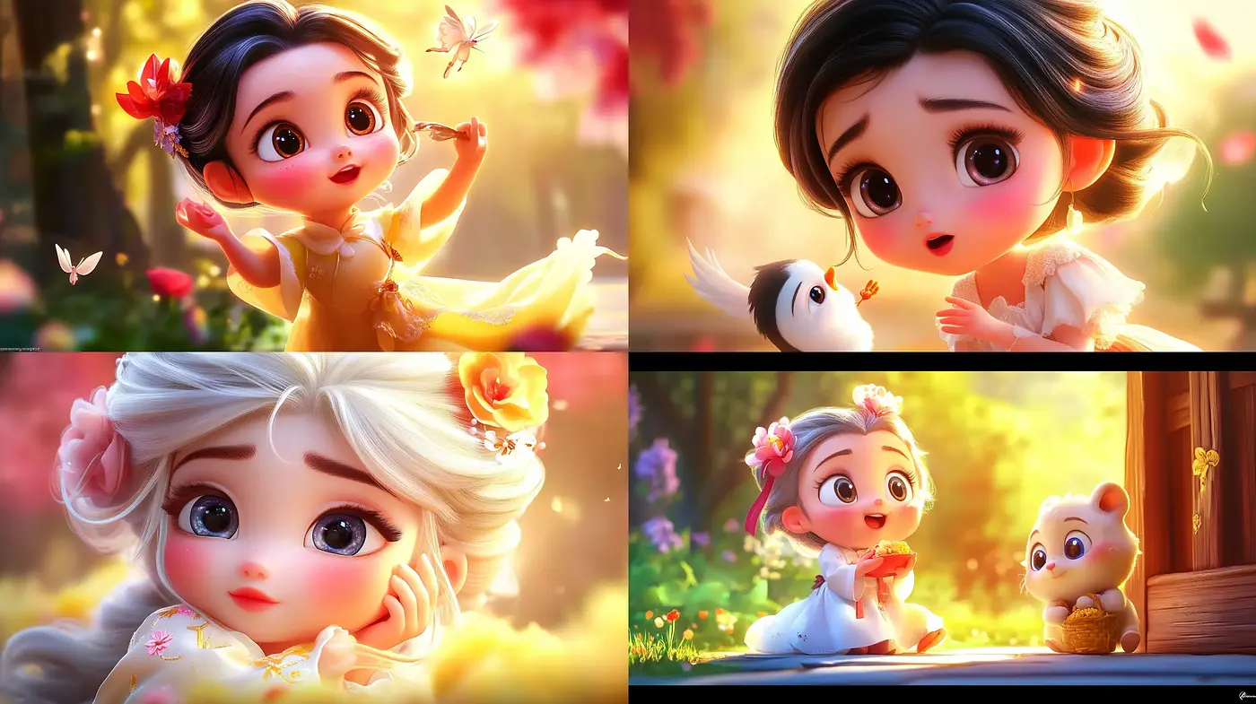 Enchanting Radiance in Whimsical Animated Vignettes - Midjourney sref style