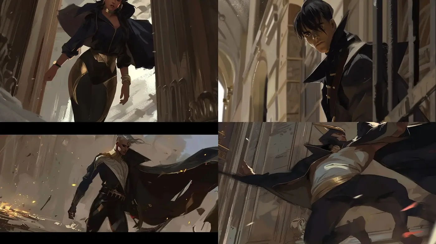 Dramatic Dynamic Cinematic Illustration Style with a Suspenseful Undertone - Midjourney sref style