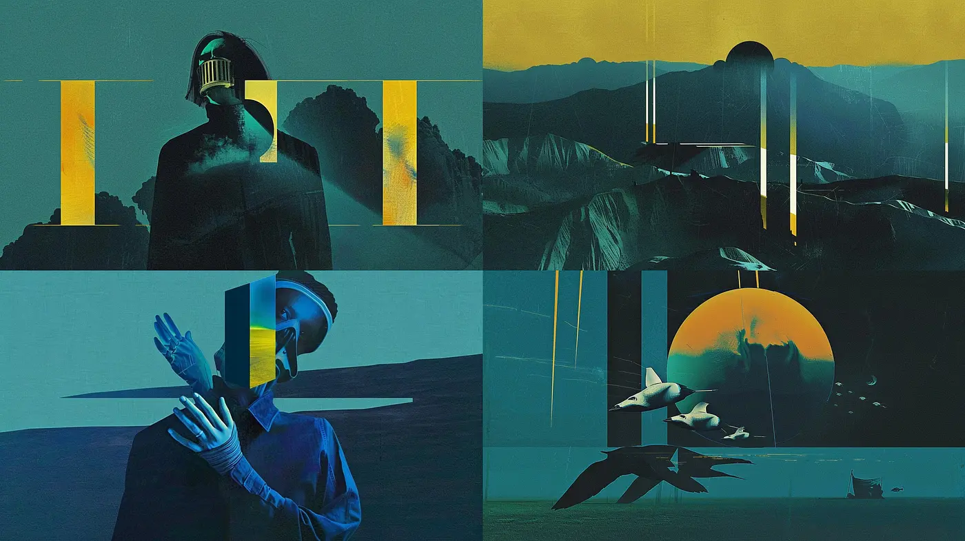 Dusk and Digital Echoes: A Symposium of Surreal Synthesis - Midjourney sref style