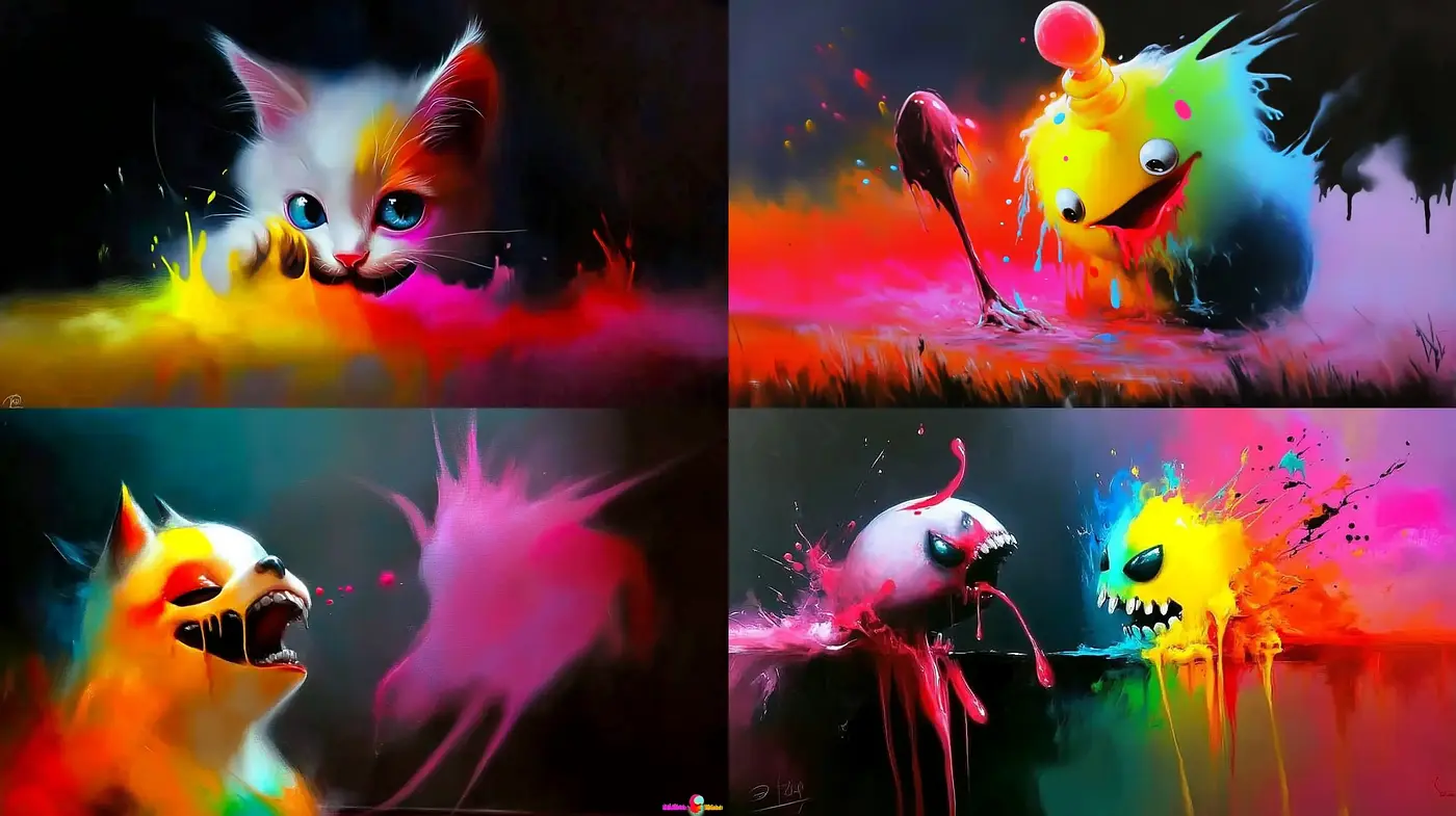 Ethereal Neon Dreamscape with Surreal Creatures - Midjourney sref style
