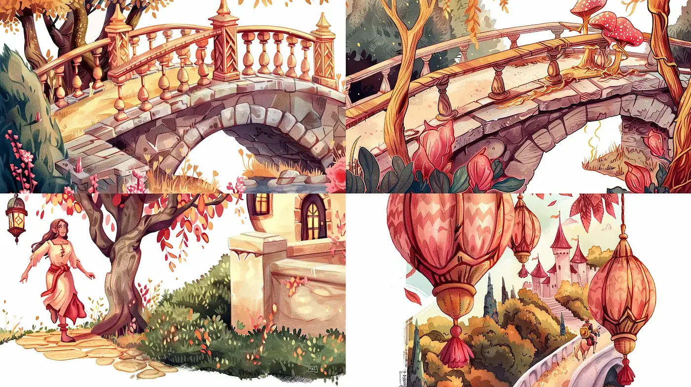 Whimsical and Vibrant Fantasy Landscape Illustrations - Midjourney sref style