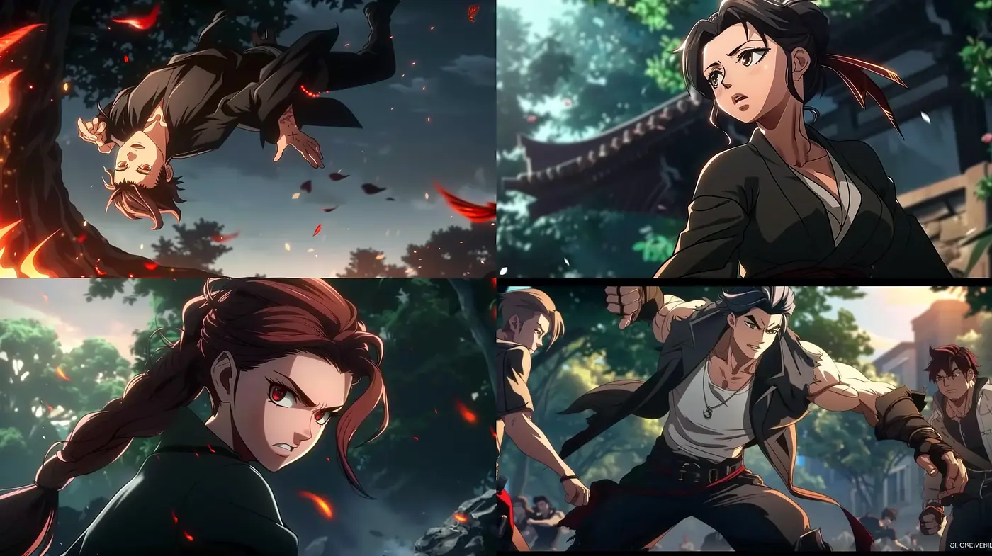 Dynamic Anime-Inspired Action with Vivid Contrast and Cinematic Flair - Midjourney sref style