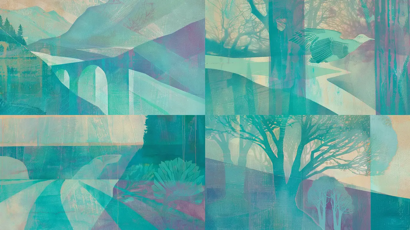 Ethereal Aquatic Dreamscape in Serene Tones - Midjourney sref style