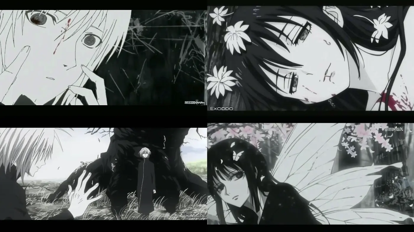 Monochromatic Anime Essence with a Dash of Ephemeral Emotions - Midjourney sref style