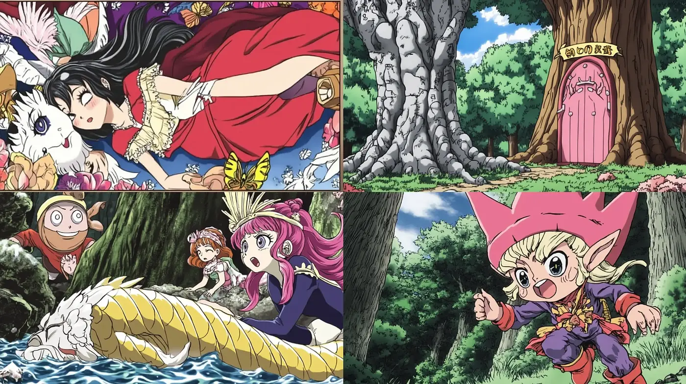 Enchanted Forest Anime Tales: A Harmonious Fusion of Vivid Nature and Whimsical Characters - Midjourney sref style