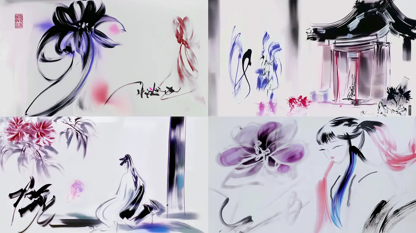 Ethereal Ink Wash Fusion: Modern Interpretation of Traditional Asian Aesthetics - Midjourney sref style