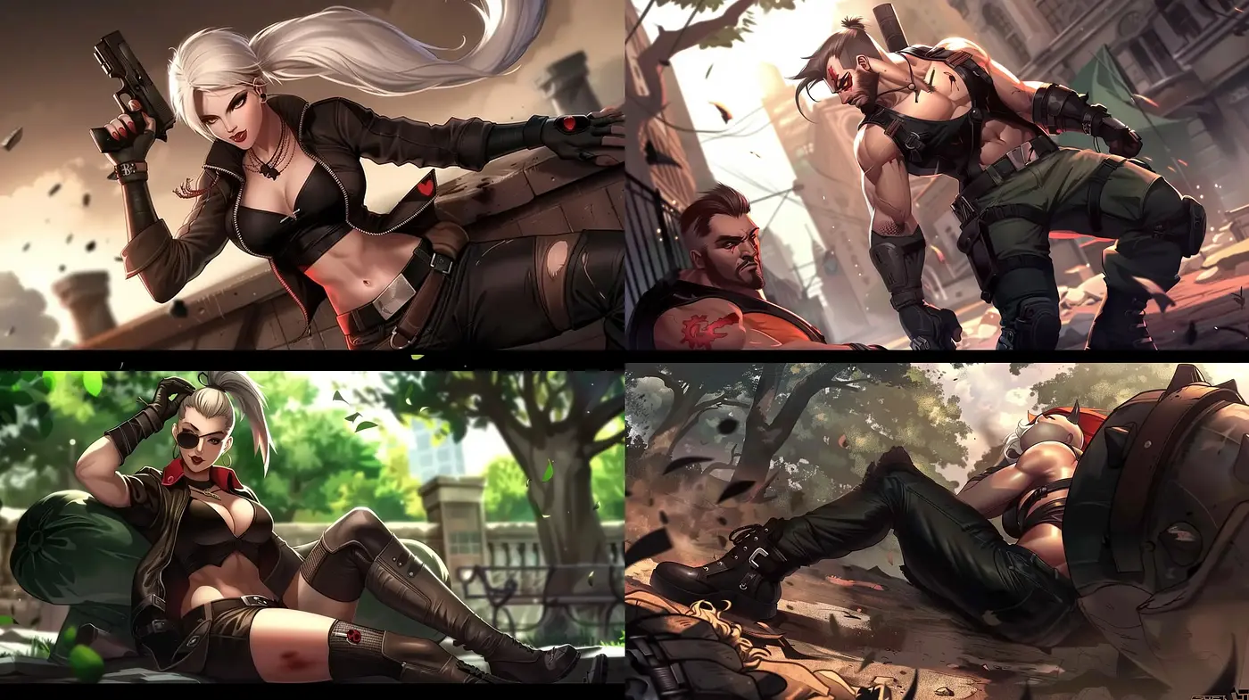 Dynamic Combat Illustrations with a Cinematic Anime Influence - Midjourney sref style