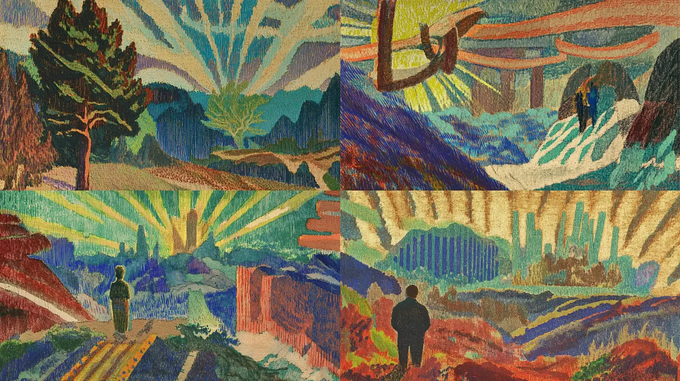 Textured Hues of Twilight: A Study in Expressionist Nature - Midjourney sref style