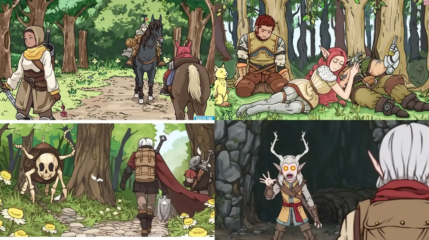 Enchanted Forest Tales: A Harmonious Blend of Digital Paint and Anime-Inspired Character Art - Midjourney sref style