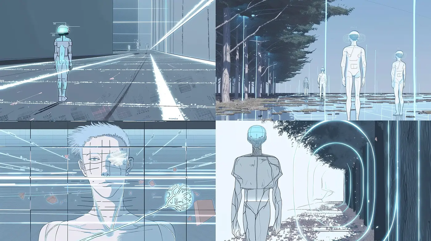 Ethereal Cybernetic Dreamscapes in Cool Hues - Midjourney sref style