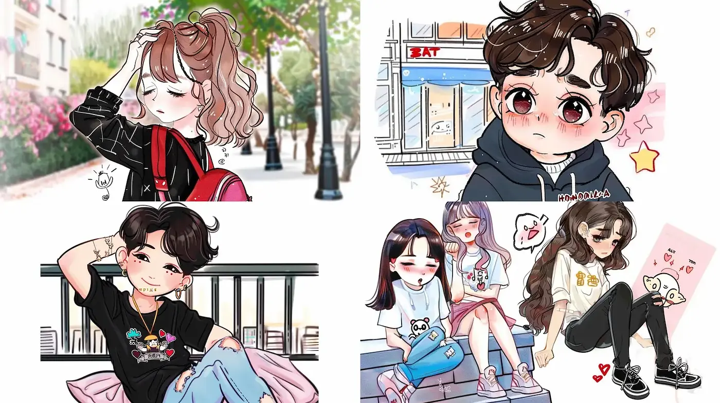Charming and Expressive Youthful Illustrations with a Modern Touch - Midjourney sref style