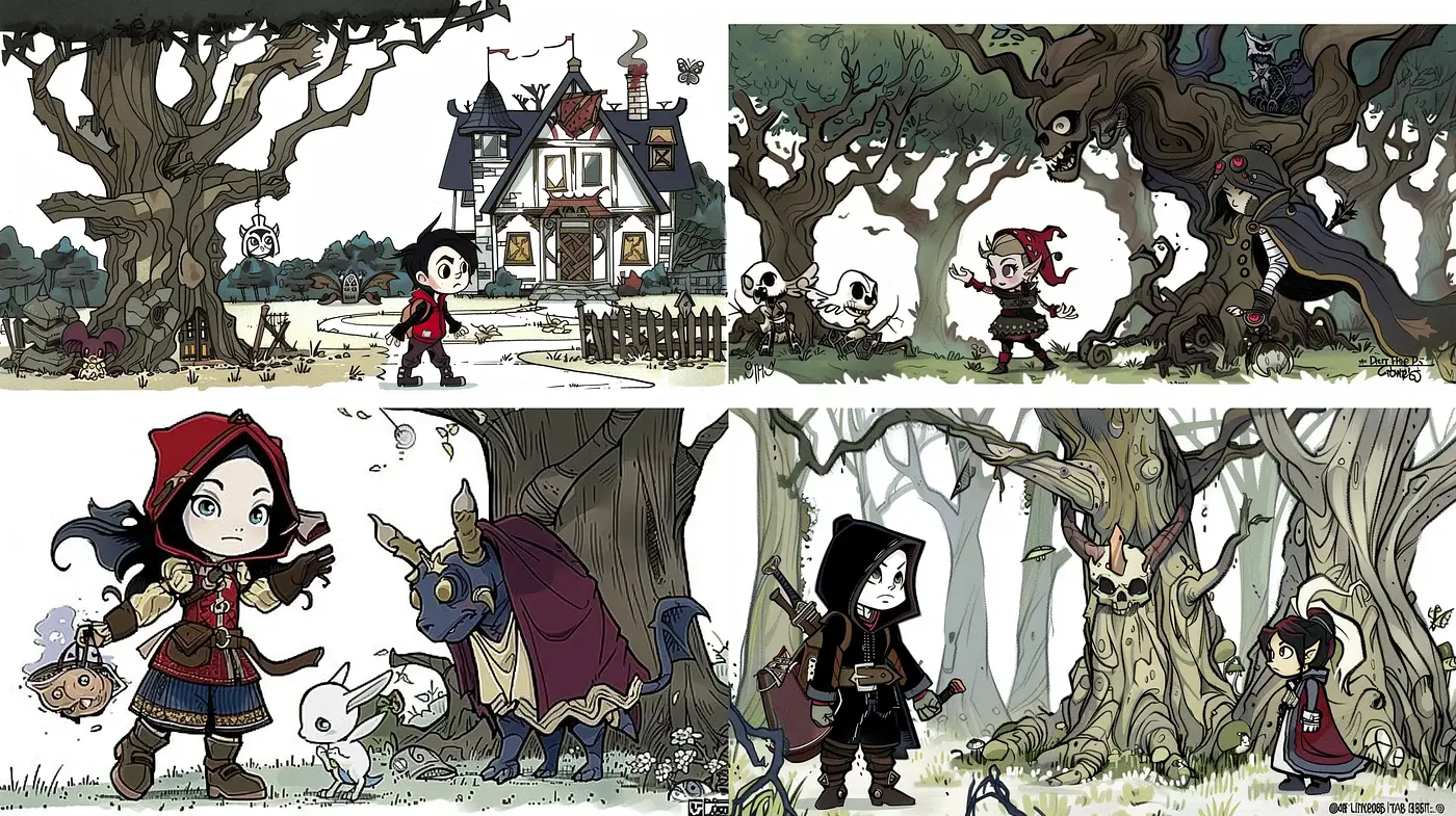 Enchanted Whimsical Forests: A Fantastical Cartoon Lore - Midjourney sref style