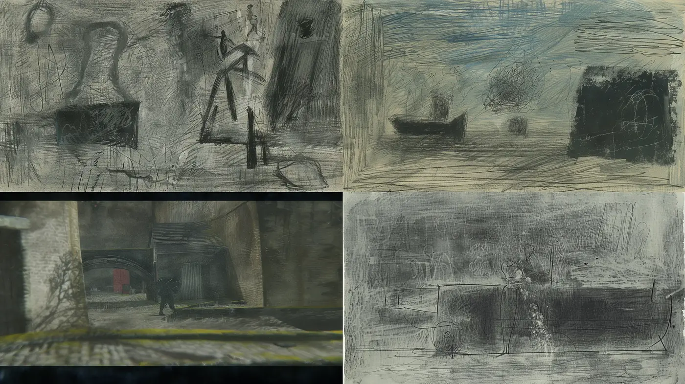 Abstract Sketchbook Essence with a Monochromatic Undertone - Midjourney sref style