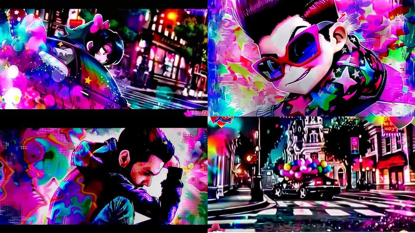Vibrant and dynamic urban fantasy with a playful touch - Midjourney sref style