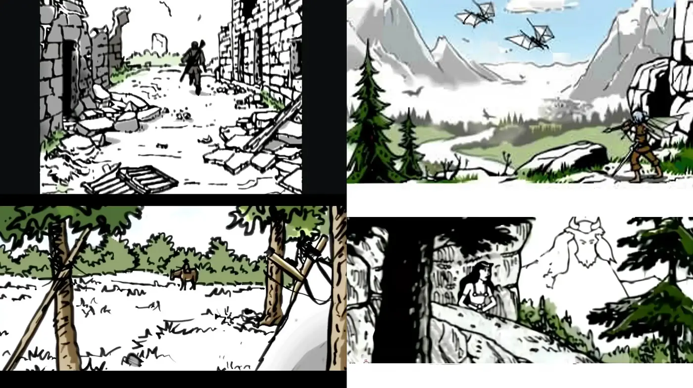 Monochromatic Ink Sketches with Pops of Pastel Green - Midjourney sref style