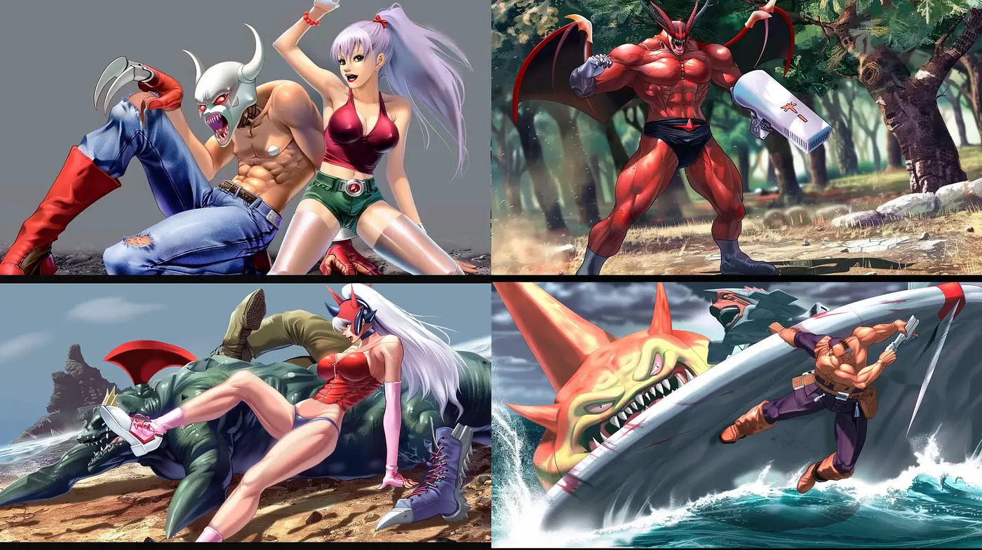 Dynamic Illustrative Fusion: A Vibrant Meld of Fantasy Art and Action-packed Anime - Midjourney sref style