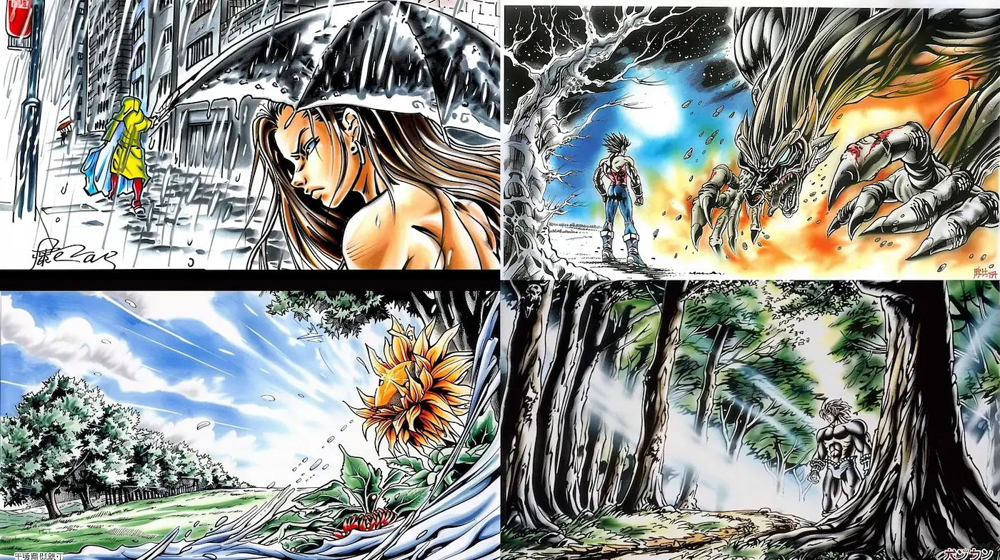 Dynamic and Expressive Visual Narrative with Elements of Manga Style - Midjourney sref style