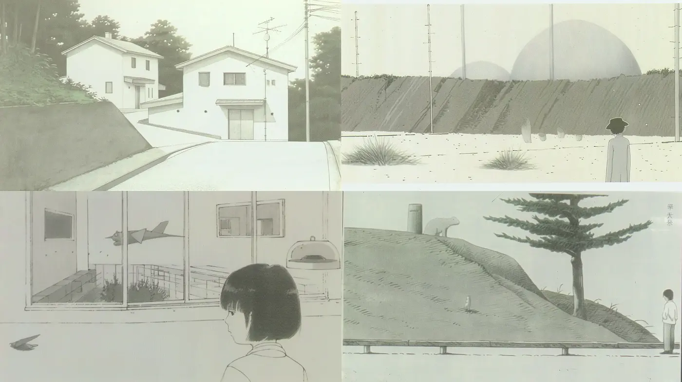 Serene Shades of Monochrome: A Homage to Tranquil Animation Artistry - Midjourney sref style