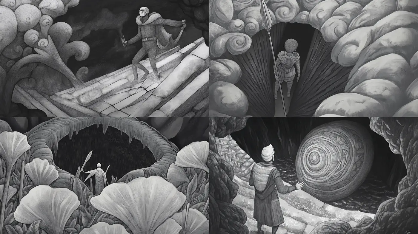 Monochromatic Dreamscape in Surreal Serenity - Midjourney sref style