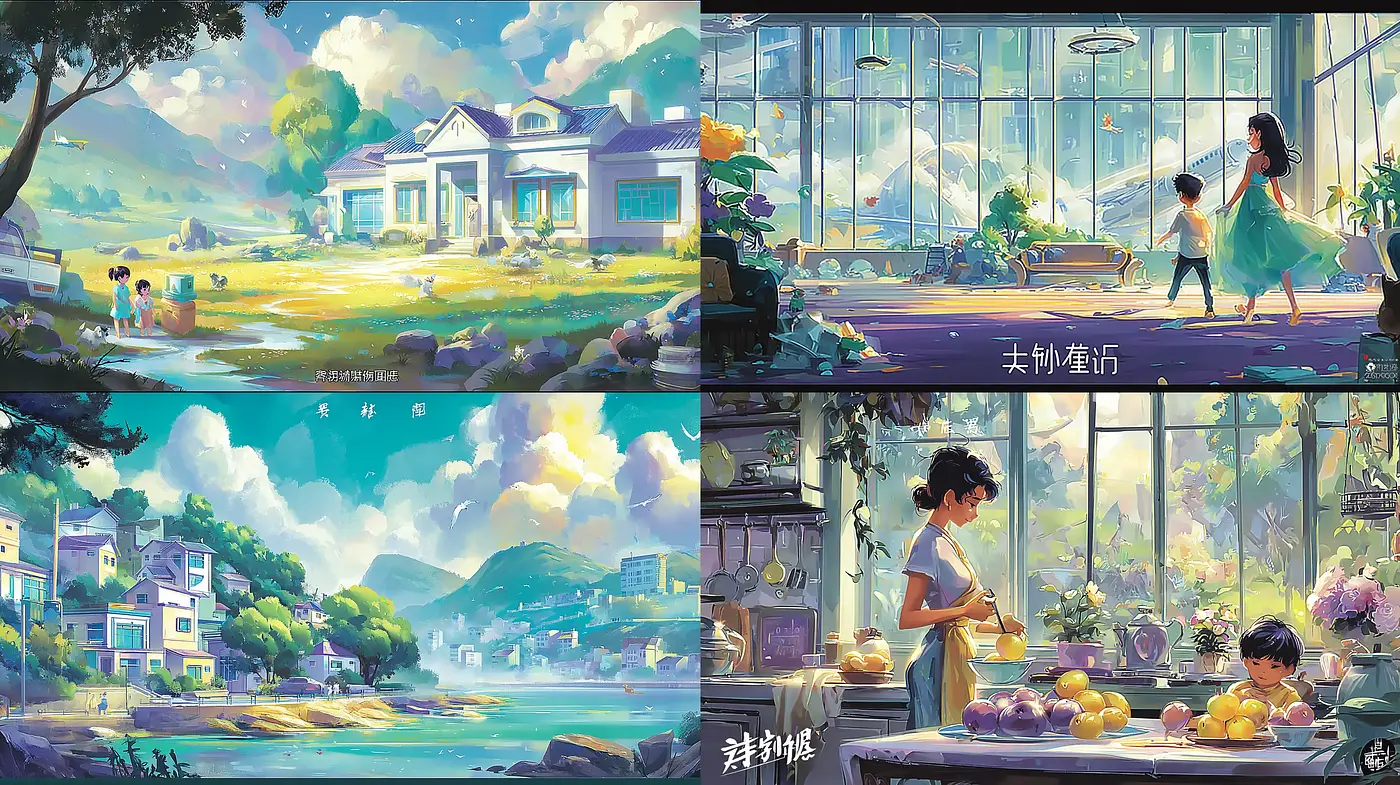 Serene and Dreamlike Landscapes with Whimsical Annotations - Midjourney sref style