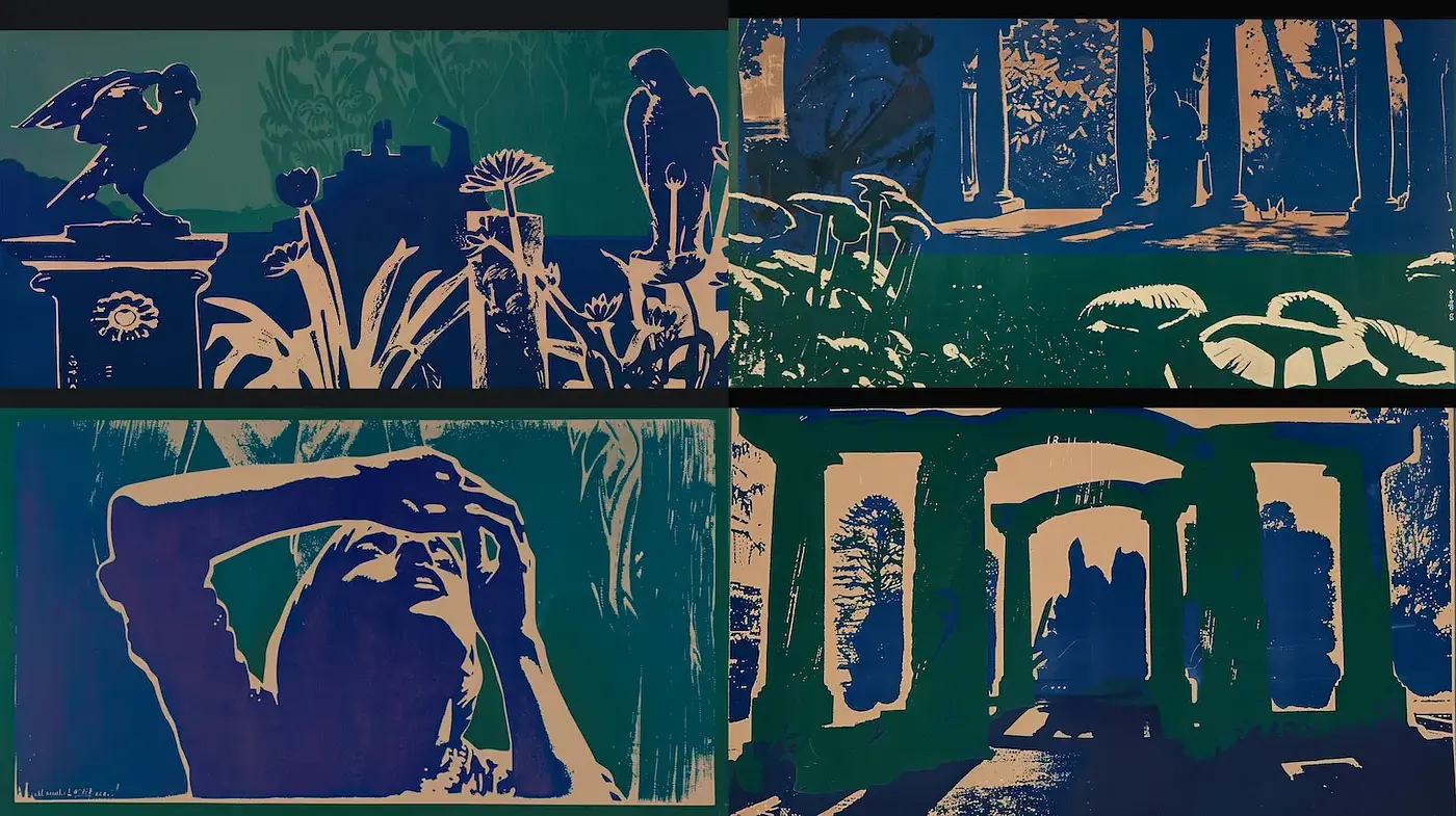 Stylized Illustrations with a Dreamlike, Vintage Aesthetic - Midjourney sref style