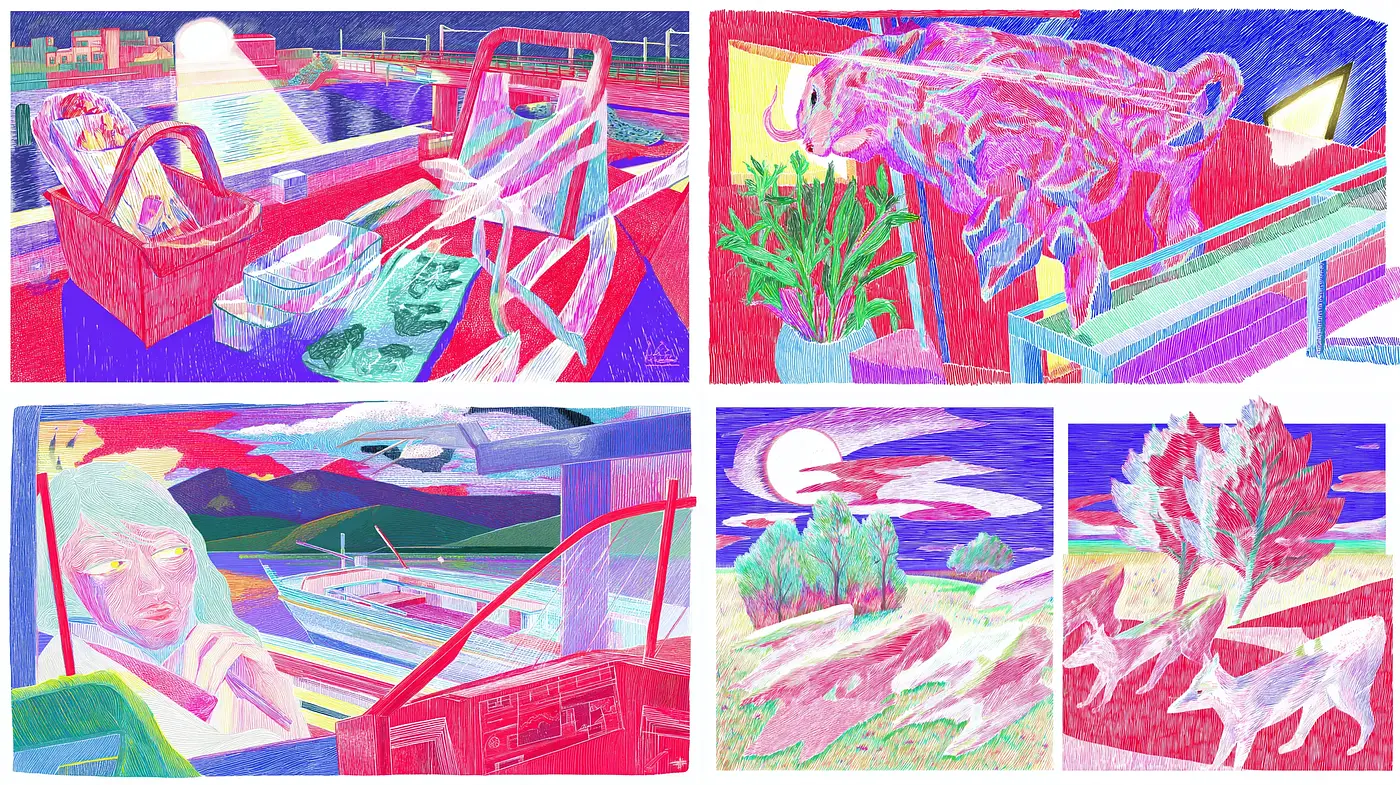 Vibrant and Textured Imagery with a Surreal Edge - Midjourney sref style