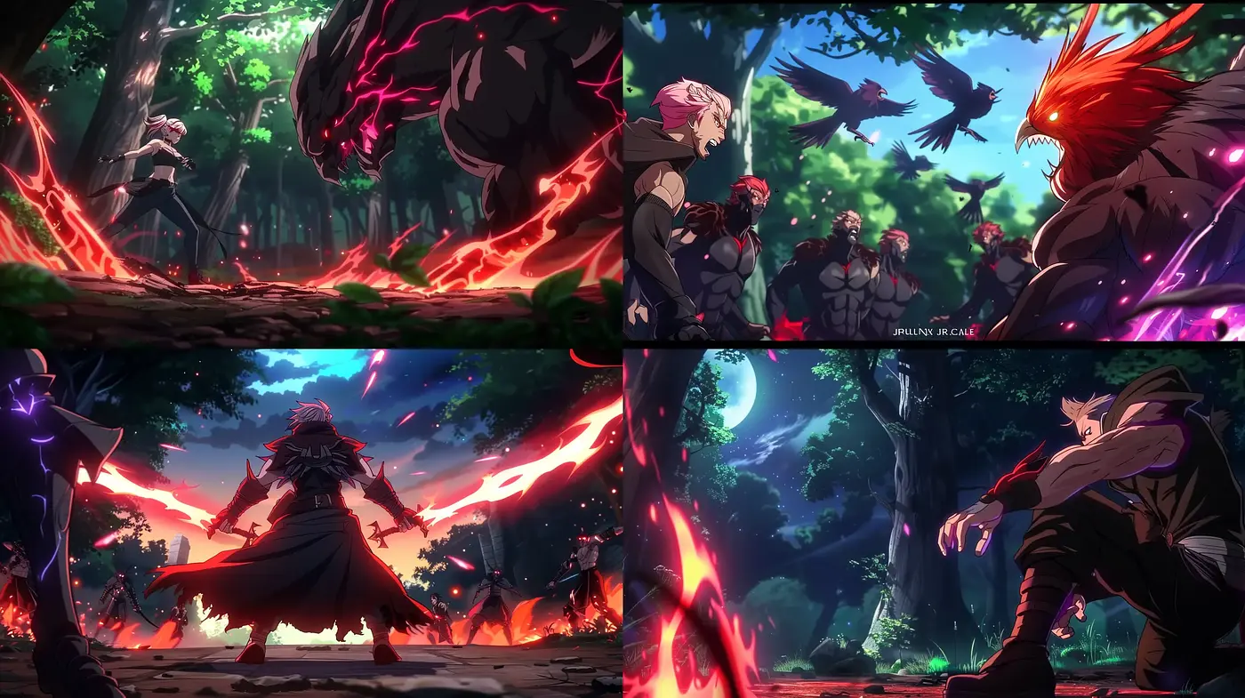 Energetic Anime-Inspired Digital Art with Vibrant Colors and Dynamic Action - Midjourney sref style