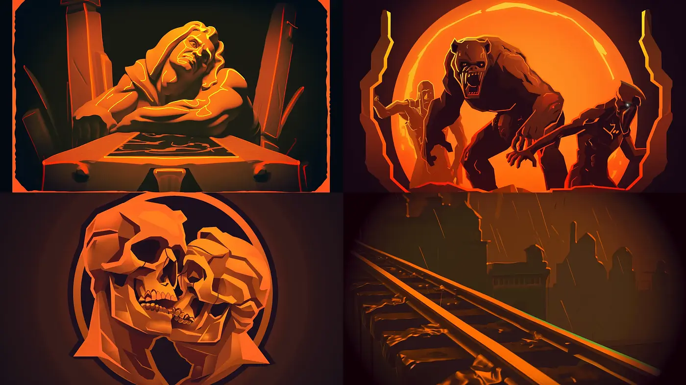 Dramatic Monochrome Silhouettes with Surreal Overtones - Midjourney sref style