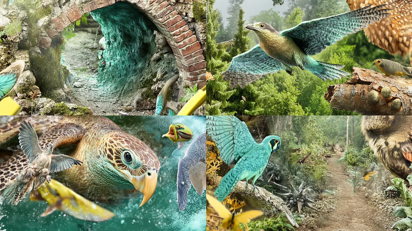 Surreal Wilderness Fusion with Consistent Textural Essence - Midjourney sref style