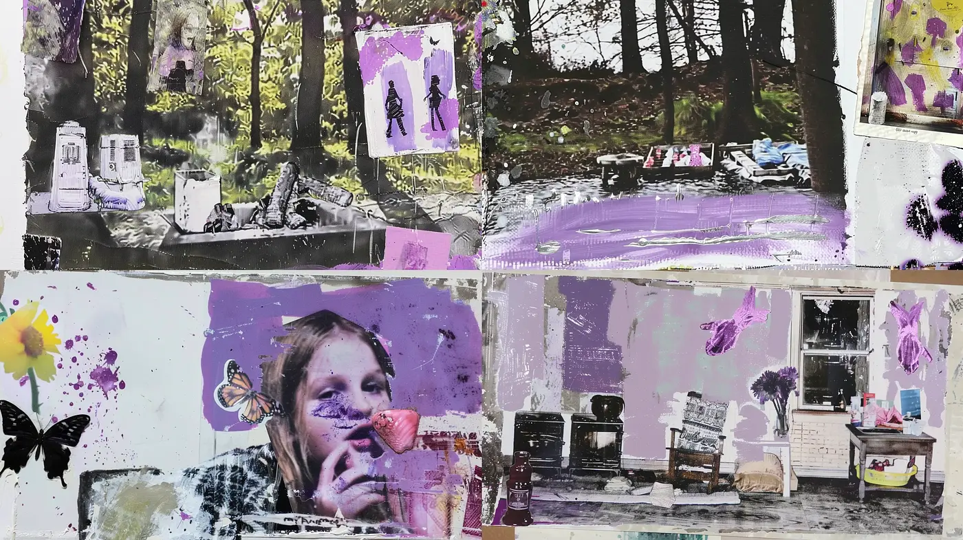 Abstract Expressive Collage with Surreal Undertones - Midjourney sref style