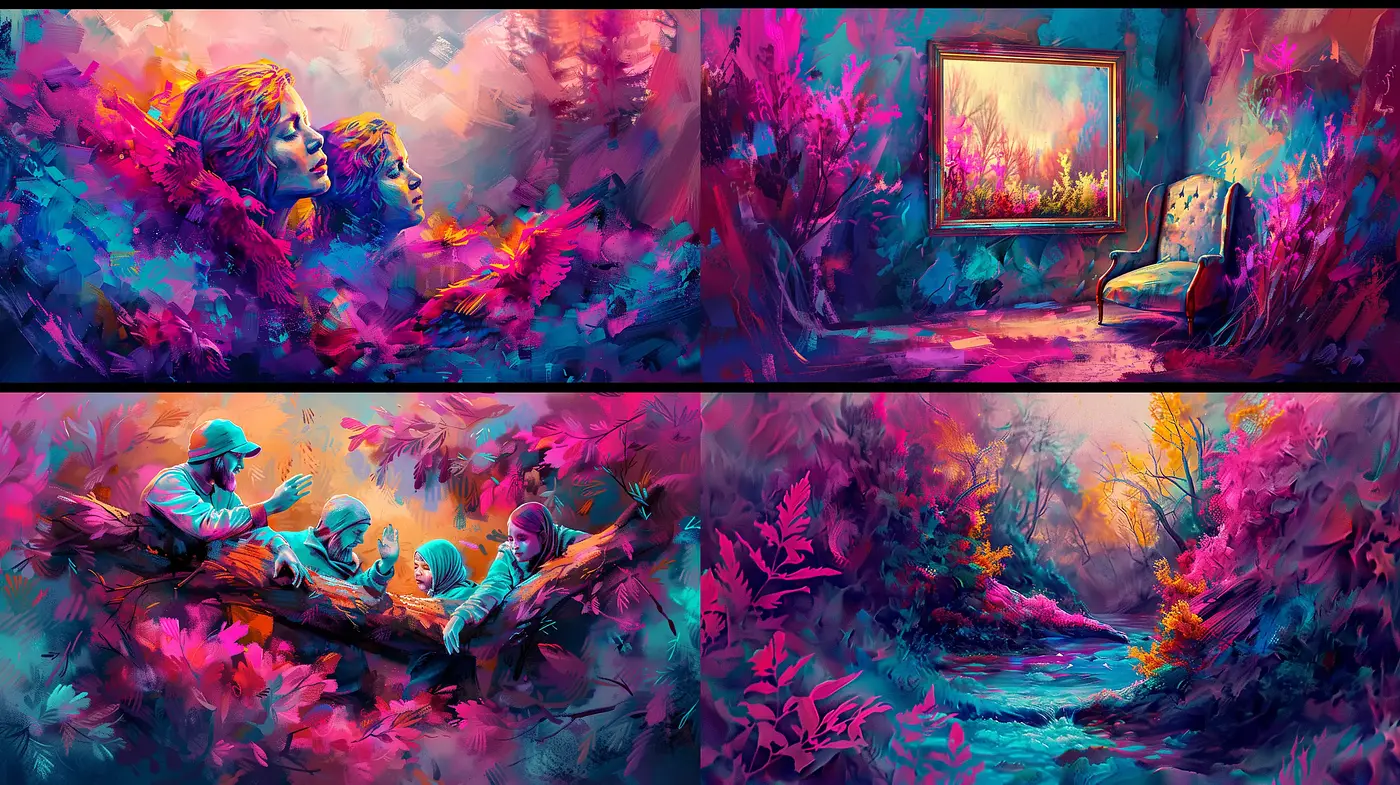 Vivid Dreamscapes of Chromatic Whimsy - Midjourney sref style