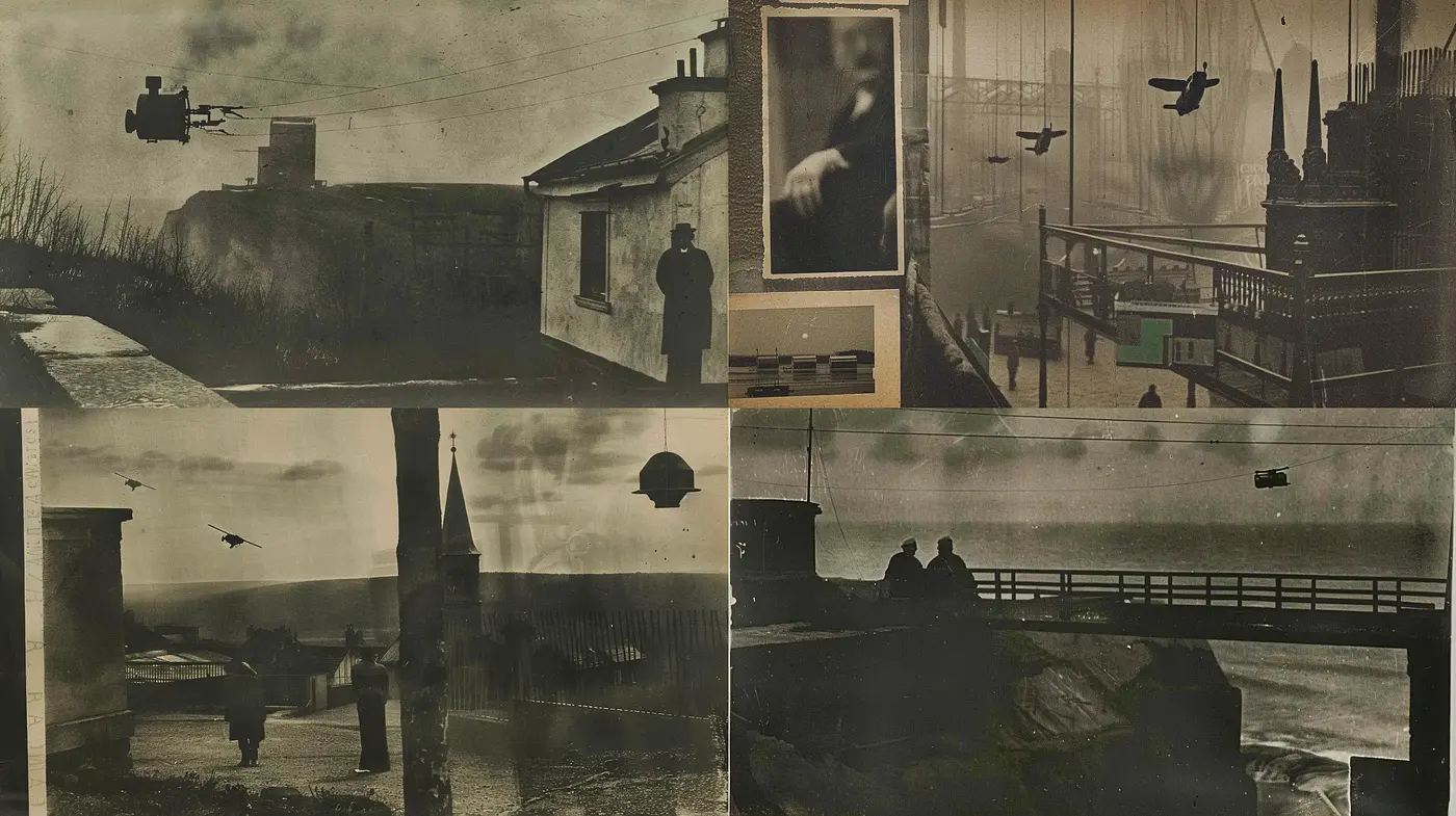 Noir-Inspired Industrial Age Dreamscape - Midjourney sref style