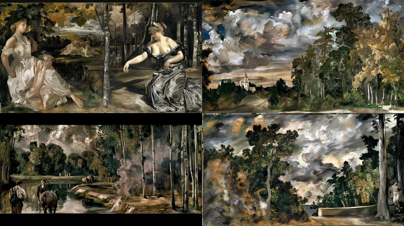 Ethereal Brushstrokes of Melancholy: A Cross-Palette Fusion Capturing the Esoteric Mood of Nature - Midjourney sref style