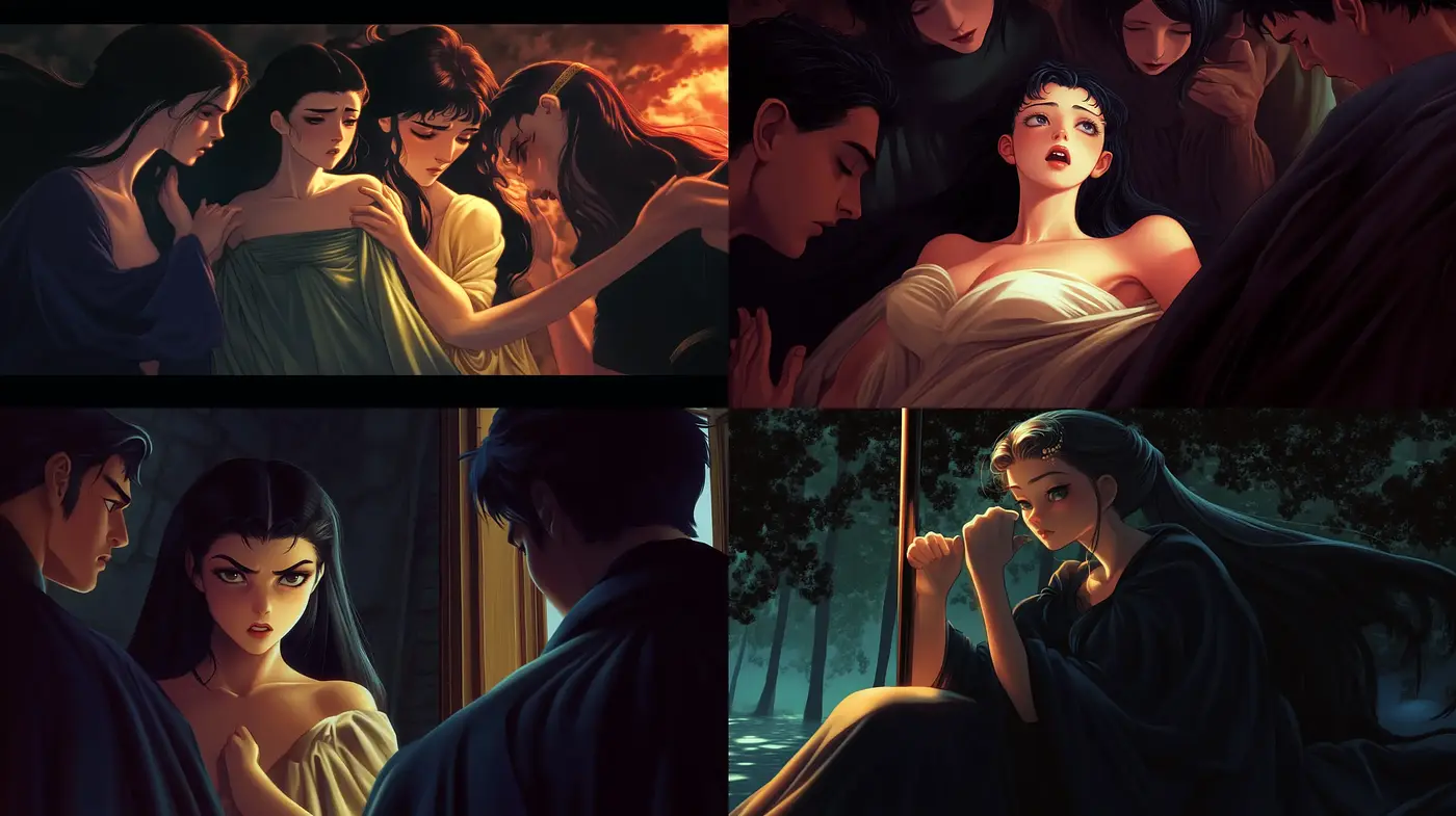 Dramatic Twilight Hues in Stylized Narratives - Midjourney sref style