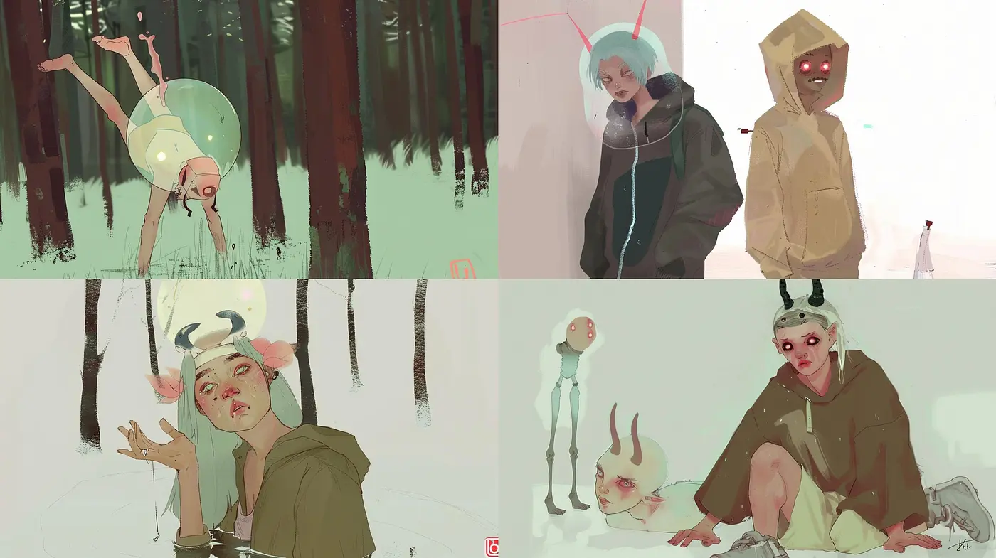 Ethereal Woodland Essence with a Surreal Digital Painterly Touch - Midjourney sref style