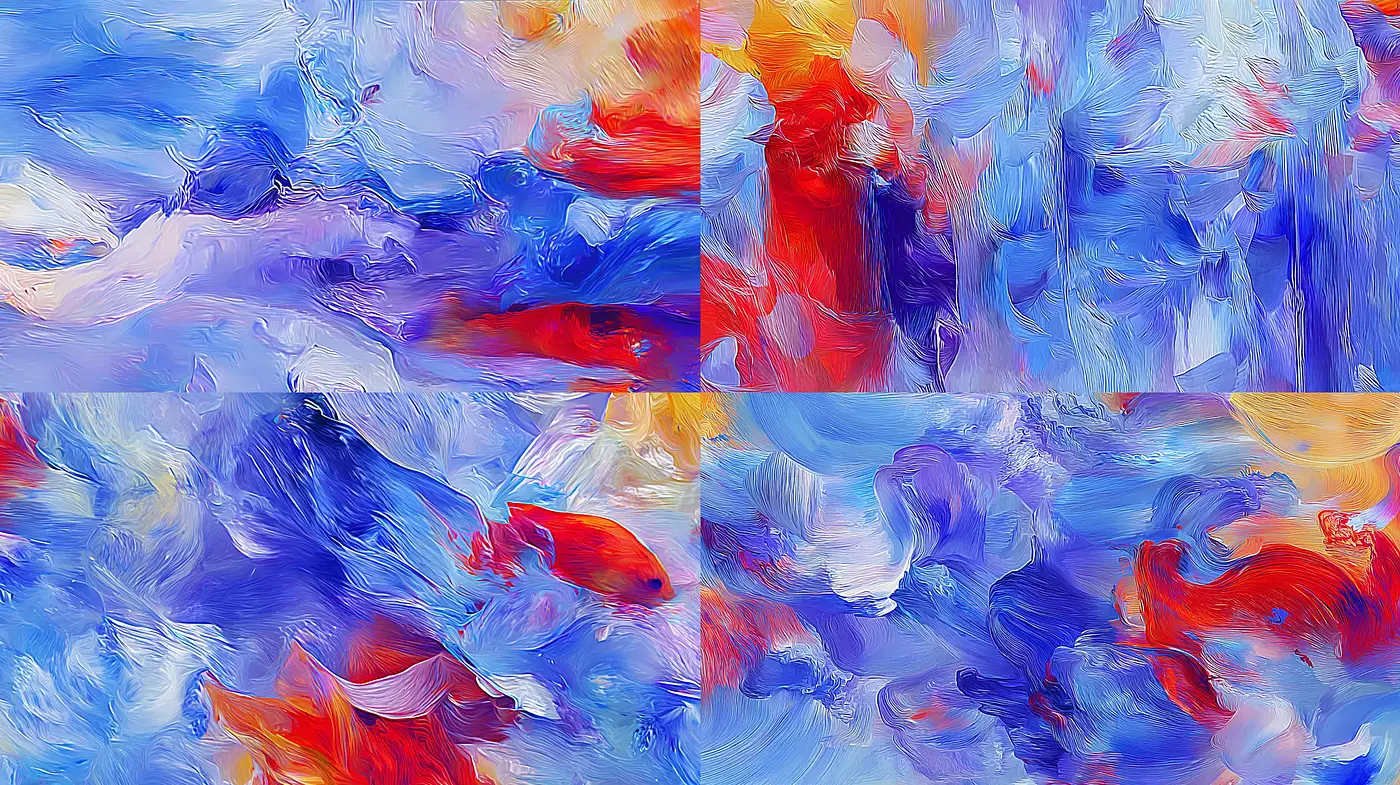 Dynamic and fluid abstract expressionism with vivid colors - Midjourney sref style
