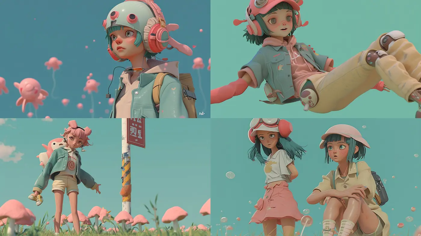 Whimsical Pastel Dreamscape with a Touch of Surreal Nostalgia - Midjourney sref style