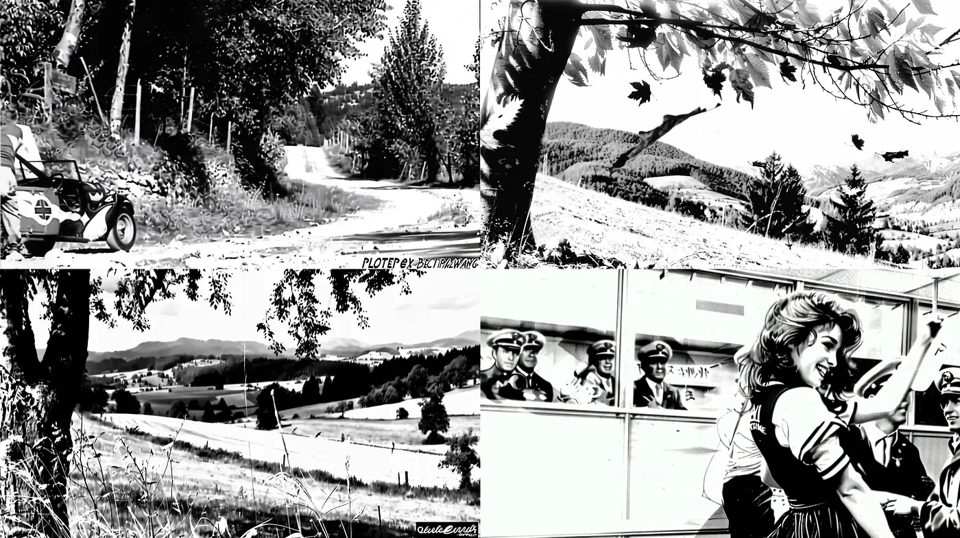 Monochromatic Nostalgia of Vintage Narrative Illustration - Midjourney sref style