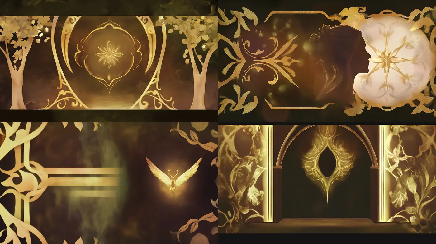 Golden Florals in Twilight Ambiance - Midjourney sref style