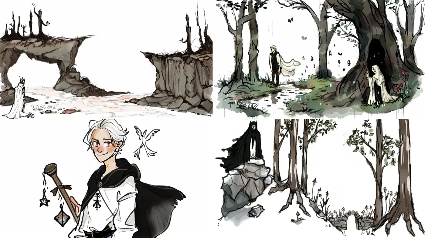 Whimsical Ink-Wash Storybook Illustrations - Midjourney sref style