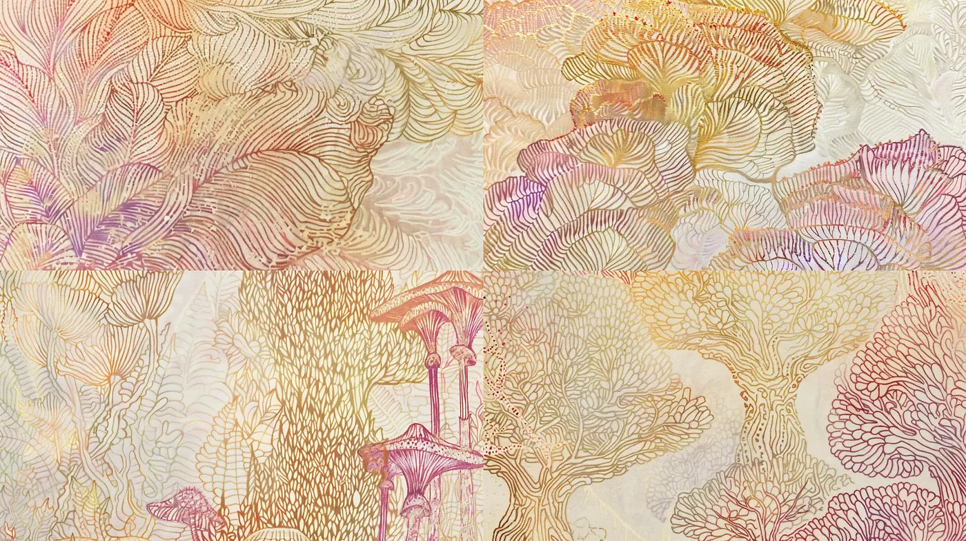 Ethereal Organic Textures Conveying a Serene and Meditative State - Midjourney sref style