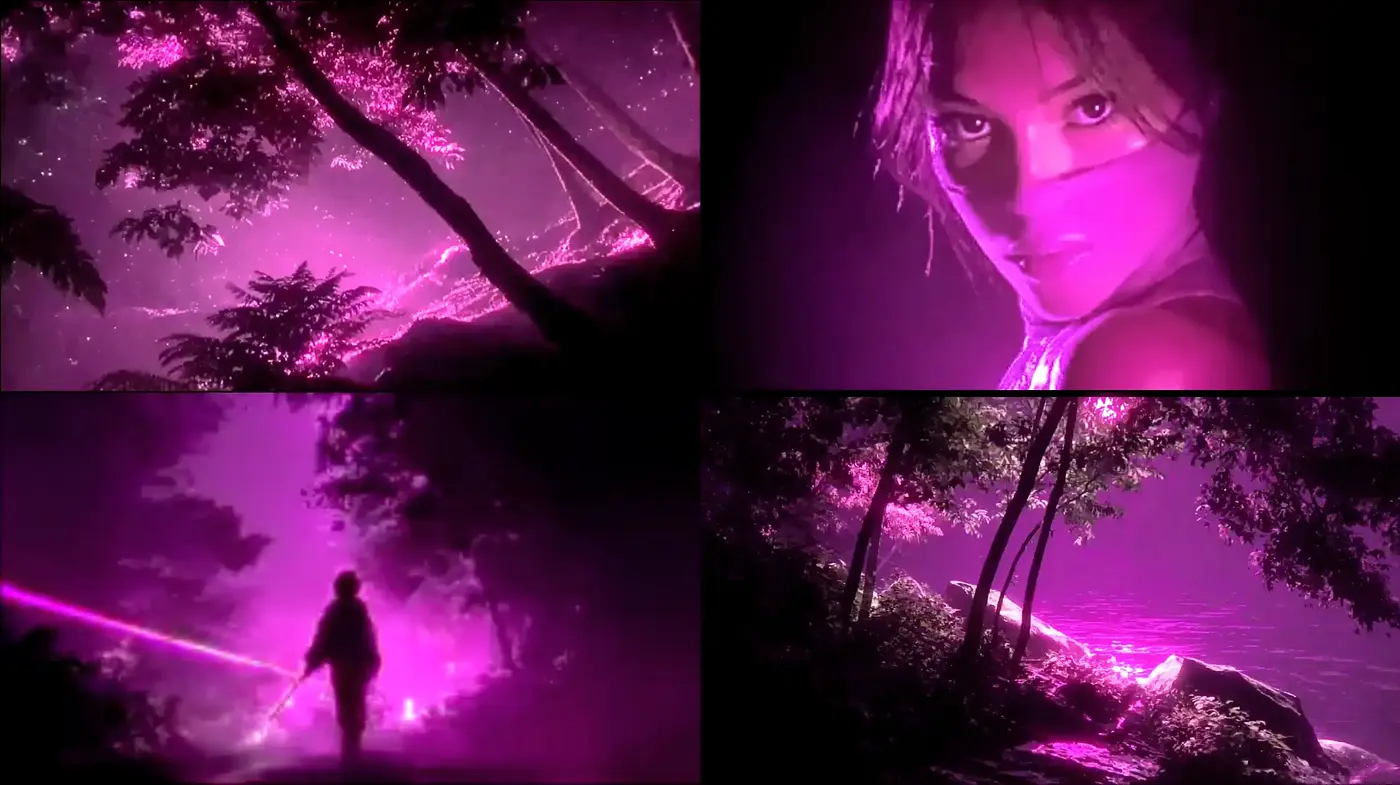Surrealistic Neon Dreamscape with Mystical Elements - Midjourney sref style