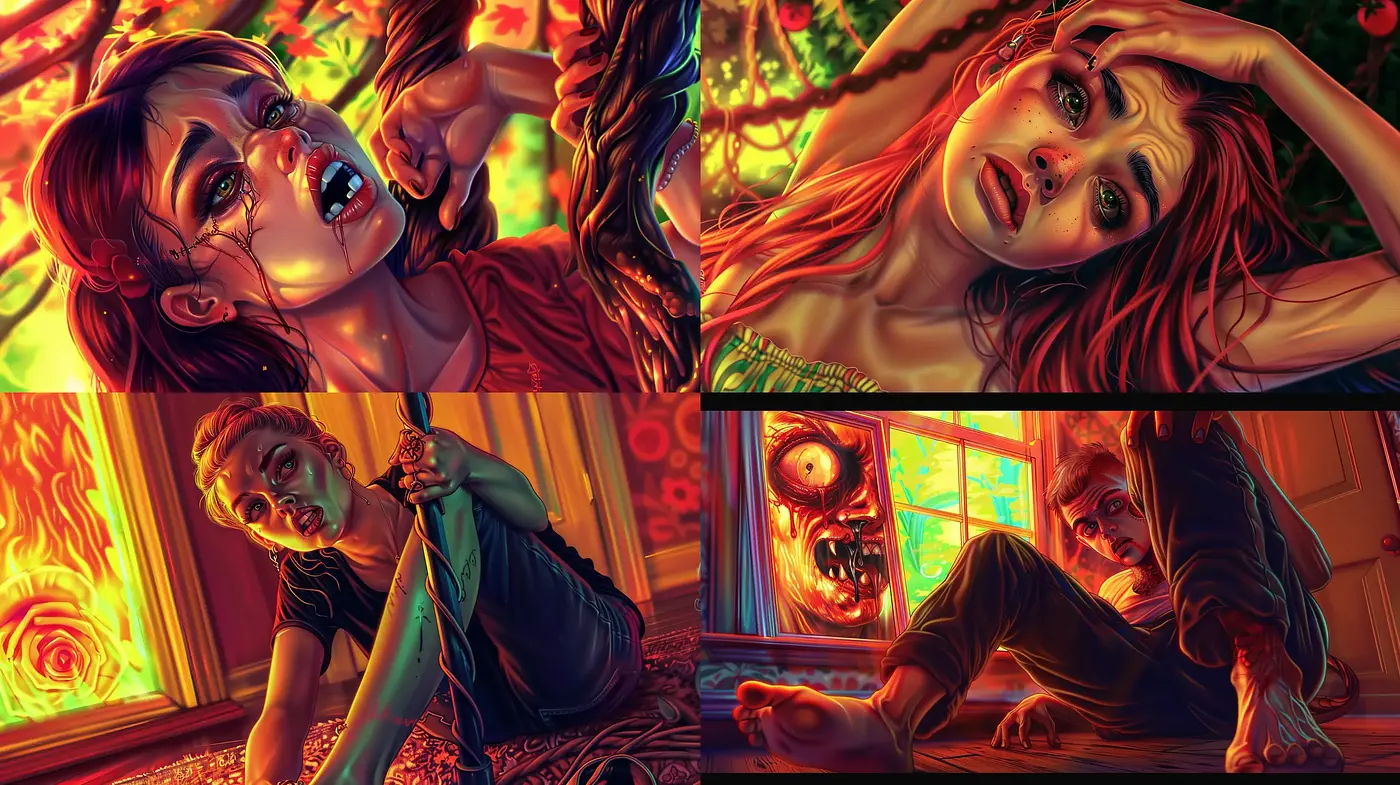 Surreal Horror Expressionism with Vibrant Chromatic Intensity - Midjourney sref style