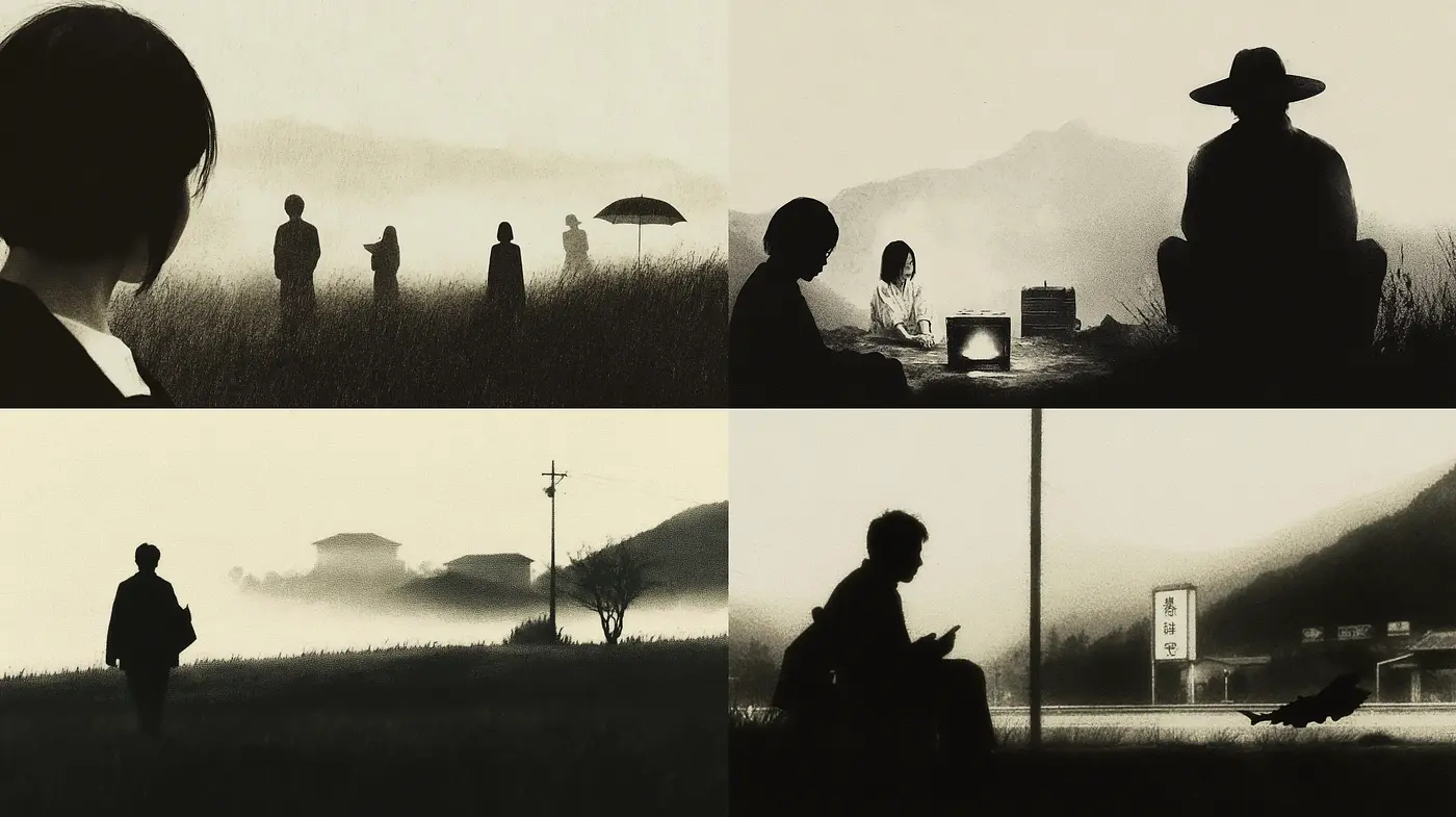 Monochromatic Silhouettes and Ethereal Mists: A Cinematic Journey in Shades of Black and White - Midjourney sref style