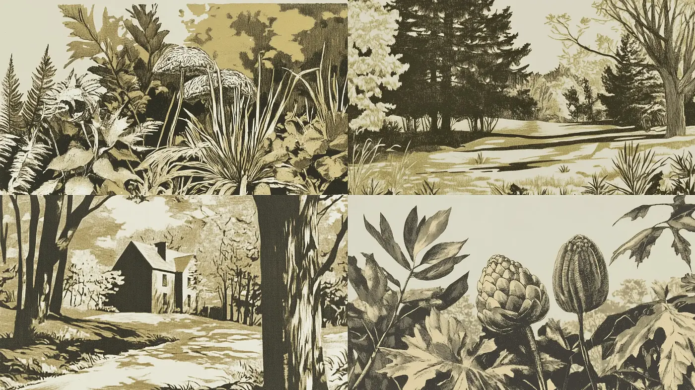 Countryside Serenity in Monochromatic Sepia Tones - Midjourney sref style