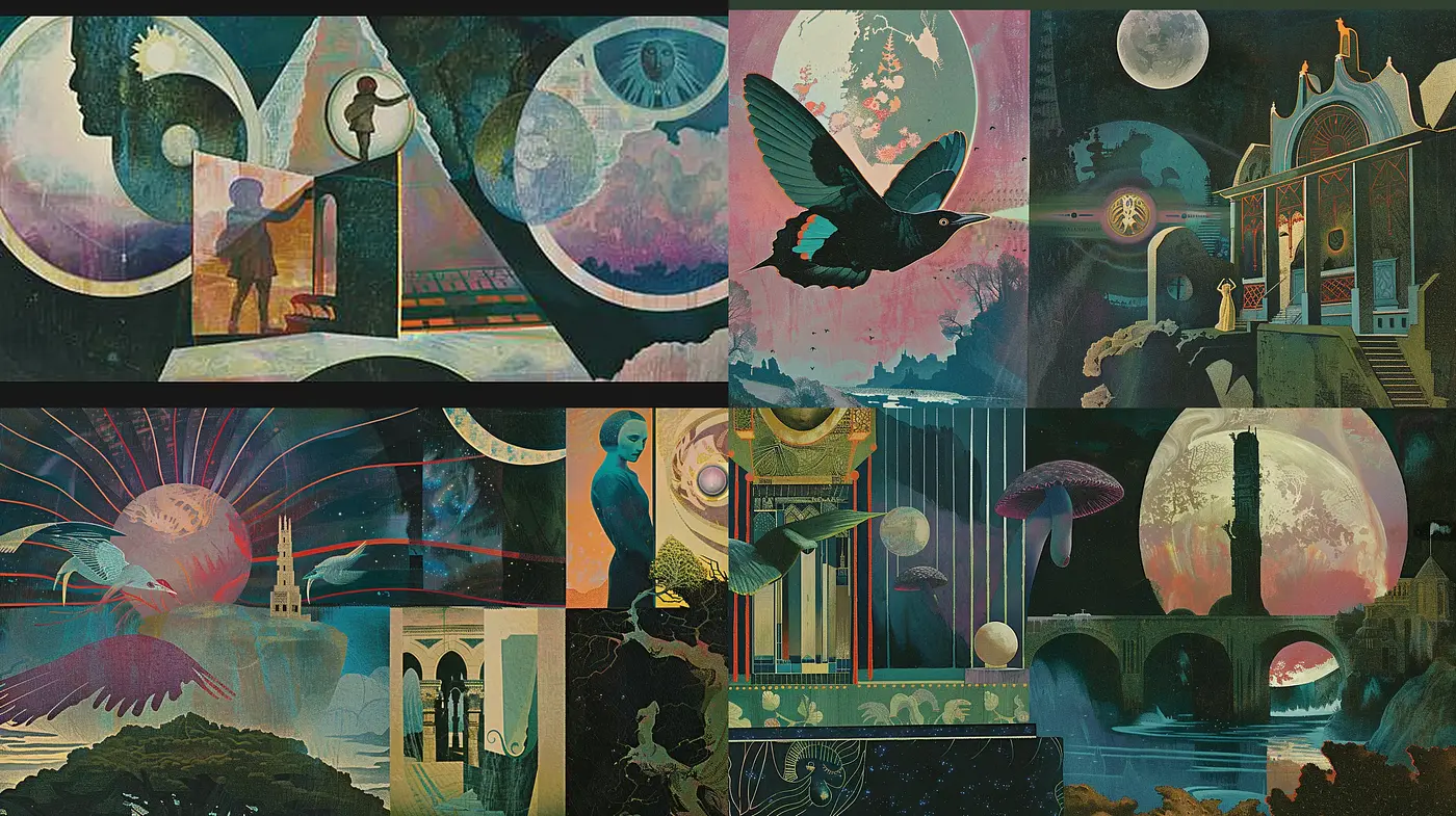 Surreal Dreamscape with Ethereal Palette: A Window into the Collective Unconscious - Midjourney sref style