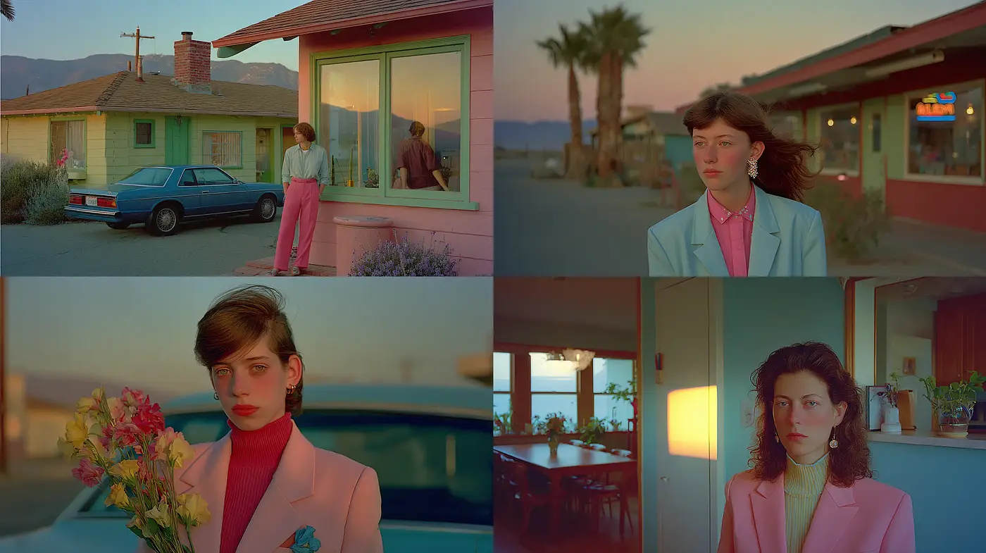 Aesthetic mid-century modern retro stylings with vibrant pastel tones - Midjourney sref style