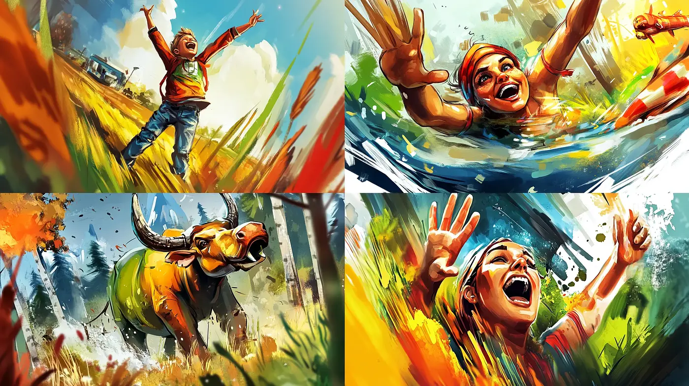 Dynamic Brushwork and Vivid Expressionism in Digital Art - Midjourney sref style