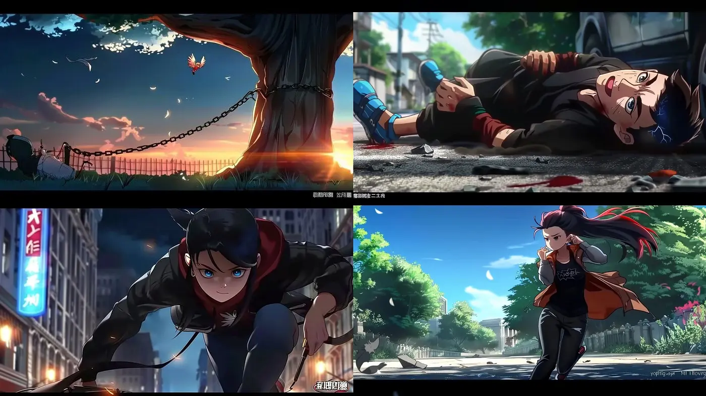 Dynamic Anime-Inspired Vignettes with a Dusk to Dawn Palette - Midjourney sref style