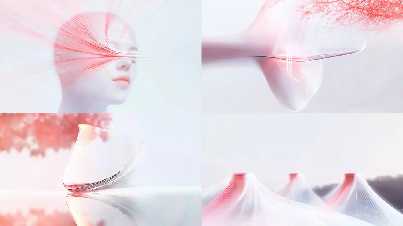 Ethereal Luminescence: A Study in Translucent Forms and Serene Tones - Midjourney sref style